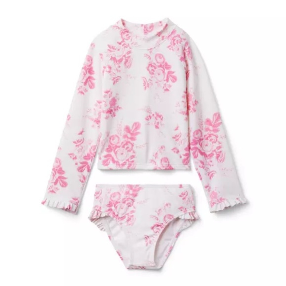 NWOT Janie and Jack Floral Pink Rash guard 2Pc Swim